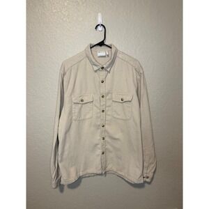 ASOS Design Women's Corduroy Shirt Jacket Long Sleeve Button Up Beige L